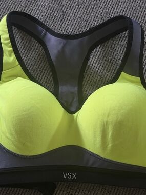 VSX Neon Yellow and Gray Racerback Sports Bra